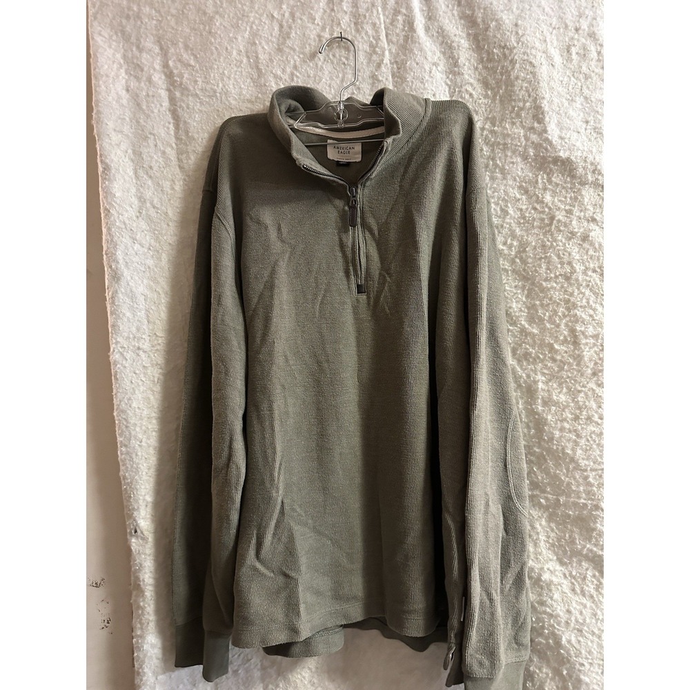 American Eagle Gray Long Sleeve Quarter Zip Up Sweater Men's Size Large